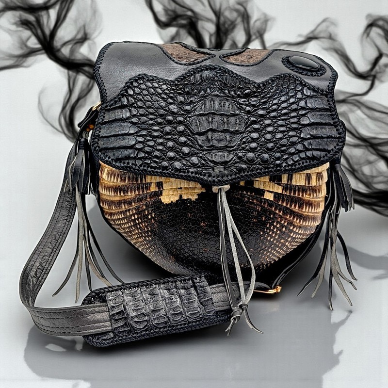 NEW Sobek Armadillo Alligator Shell Leather Bag, Bohemian Style, Western Bag gallery