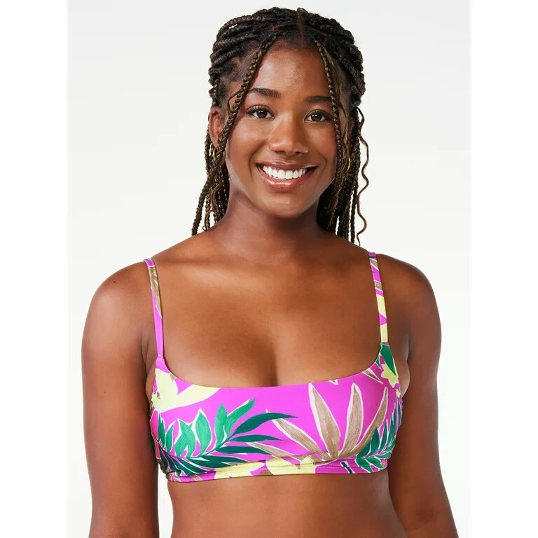 LOVE & SPORTS – SIZE: S (4-6) – Shimmer Printed Bralette Bikini Top – NEW!