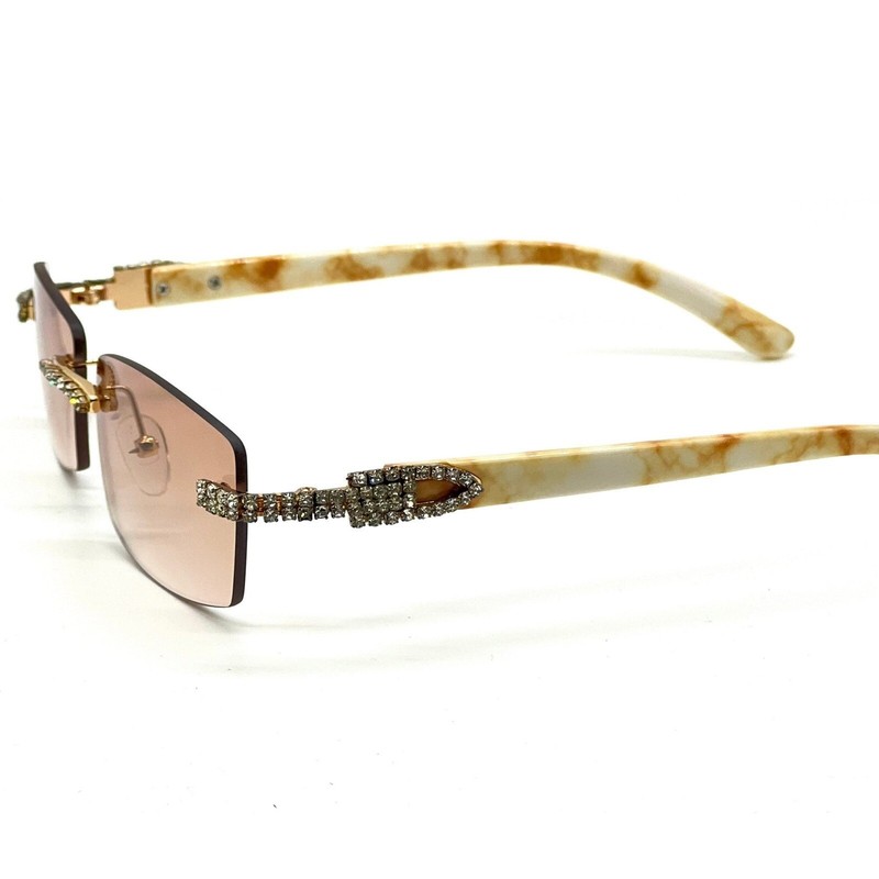 Rhinestone Rimless Sunglasses Fashion Tinted Lens Eyewear Hip Hop Men Diamond gallery