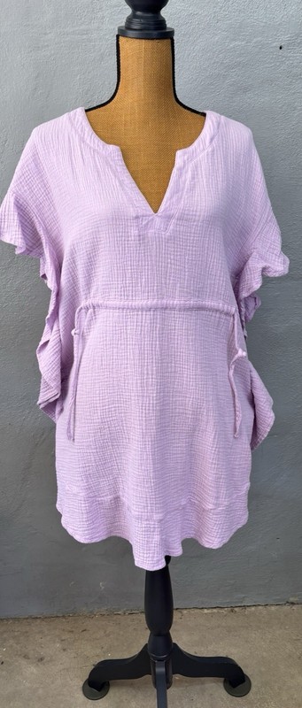 Umgee USA RN #130733 v-neck top Cotton Long Size Large Shirt