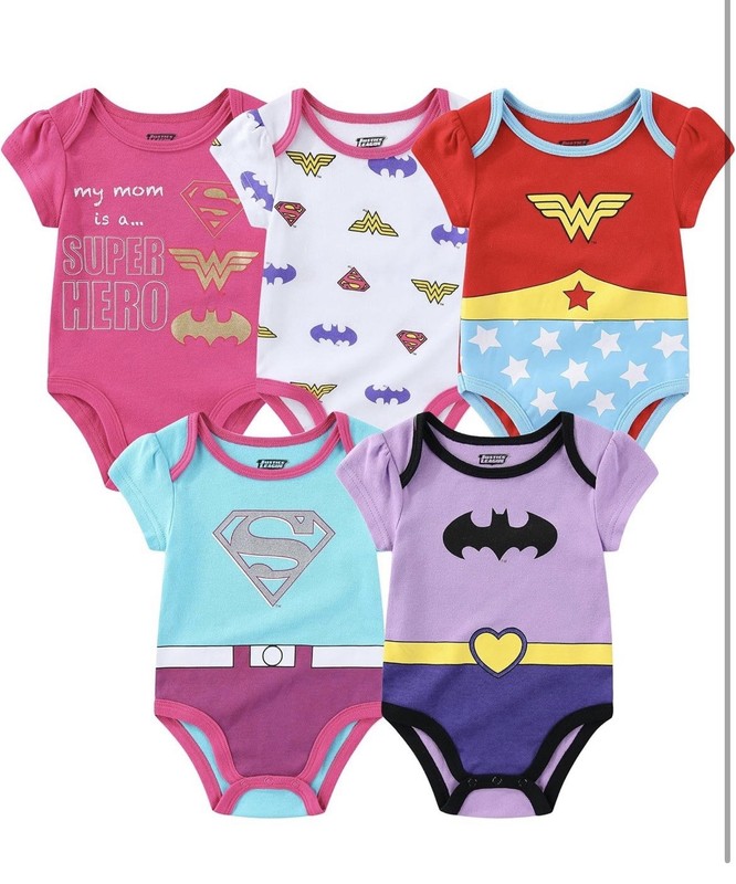 Warner bros DC comics short sleeve 5 pack girl bodysuit- 6 months