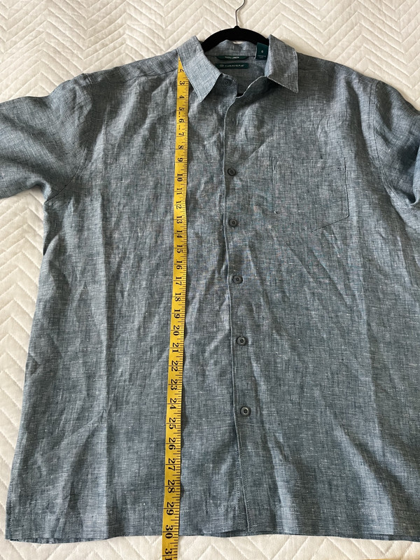 NWT CUBAVERA LEGION BLUE DENIM LINEN SHORT SLEEVE BUTTON DOWN SHIRT L gallery