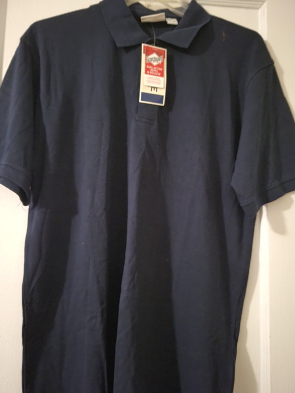 CLIQUE Men Stain Resistant Solid Navy Knit Short Sleeve Polo Collared Size XL/TG