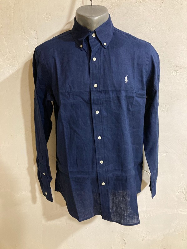 Polo Ralph Lauren Classic Fit Linen Cotton Shirt Navy Blue Men’s US M / EU 48-5