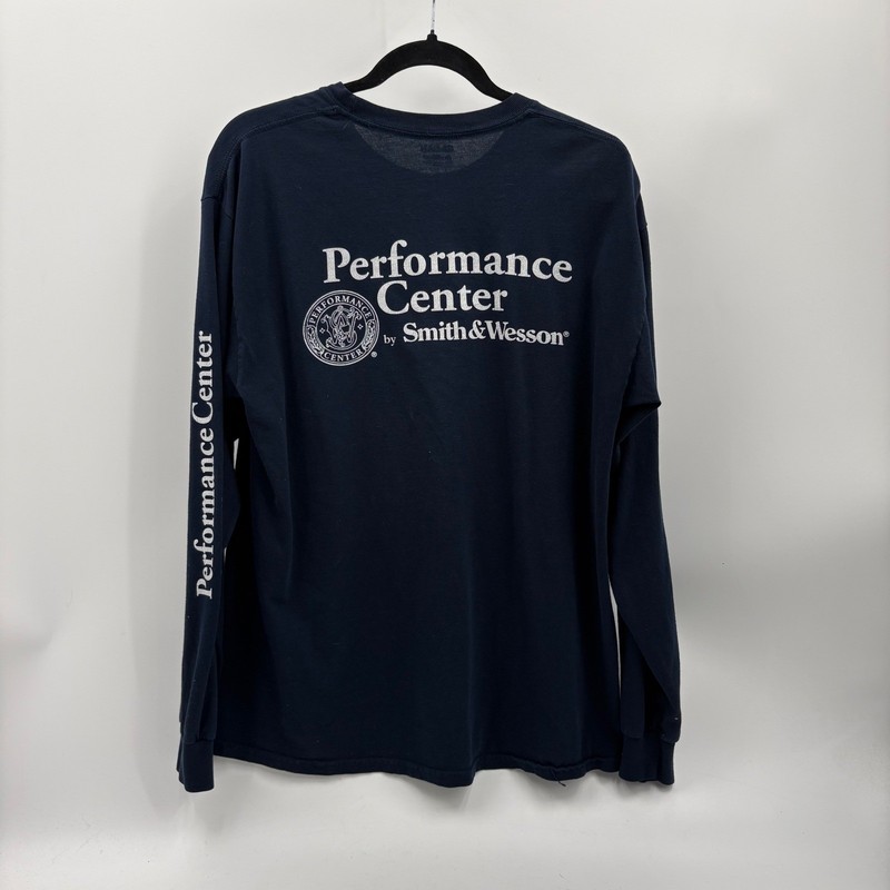 Smith & Wesson Performance Center Long Sleeve Navy Tshirt Mens Large Gildan L