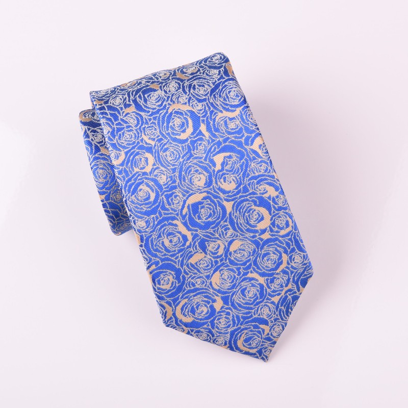 Blue Floral Roses 3″ Skinny Tie 7.5cm Woven Necktie Stylish Formal Party Fashion