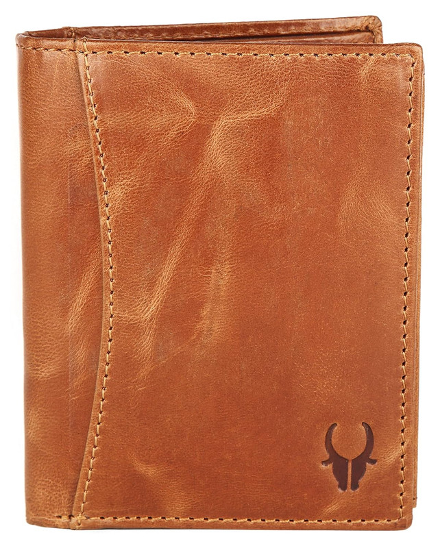 RFID Blocking Tan Crunch Genuine Leather Men’s Bifold Wallet 2 Center Flap New