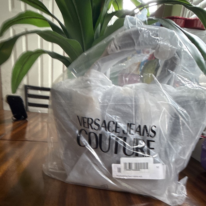 Versace Jeans Couture White Logo Top Handle Tote Bag Medium w/ Dust Bag