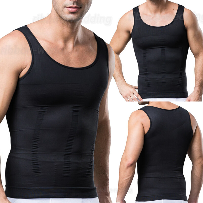 Mens Shapewear Vest Chest Compression Shirt Tummy Boost Blood Circulation Shaper