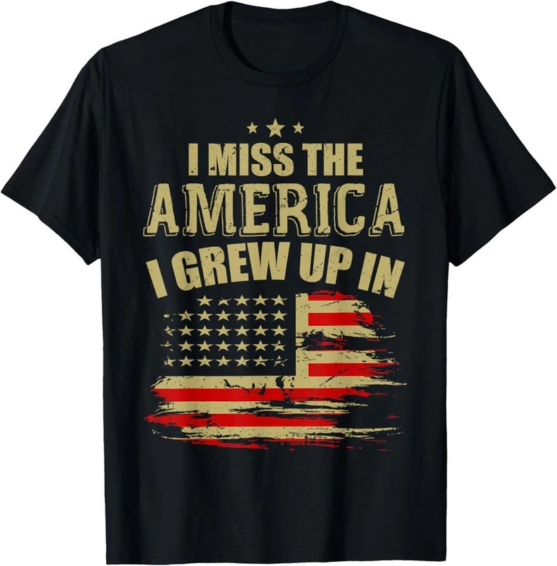 I Miss The America I Grew Up In American USA Flag T-Shirt For Women Men gallery