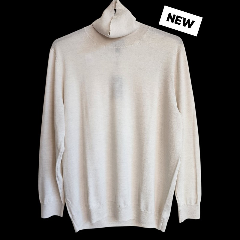 2X Cream Sweater Turtleneck Oatmeal Merino Wool Blend Mens Jos A Bank New Nwt Sz