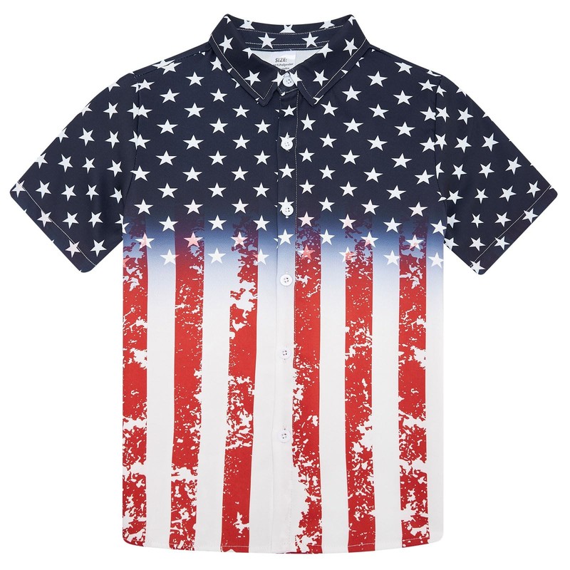 3t 4t Kids American Flag Shirts Toddler Boys USA Button Up Patriotic Shirt fo…