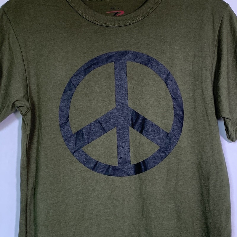 Peace Sign Classic Dark Green Graphic Shirt Sz S gallery