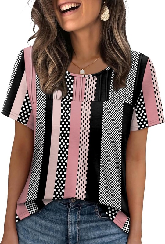 Women’s Plus Size Short Sleeve Crew Tops – Loose Fit Cotton Casual Trendy