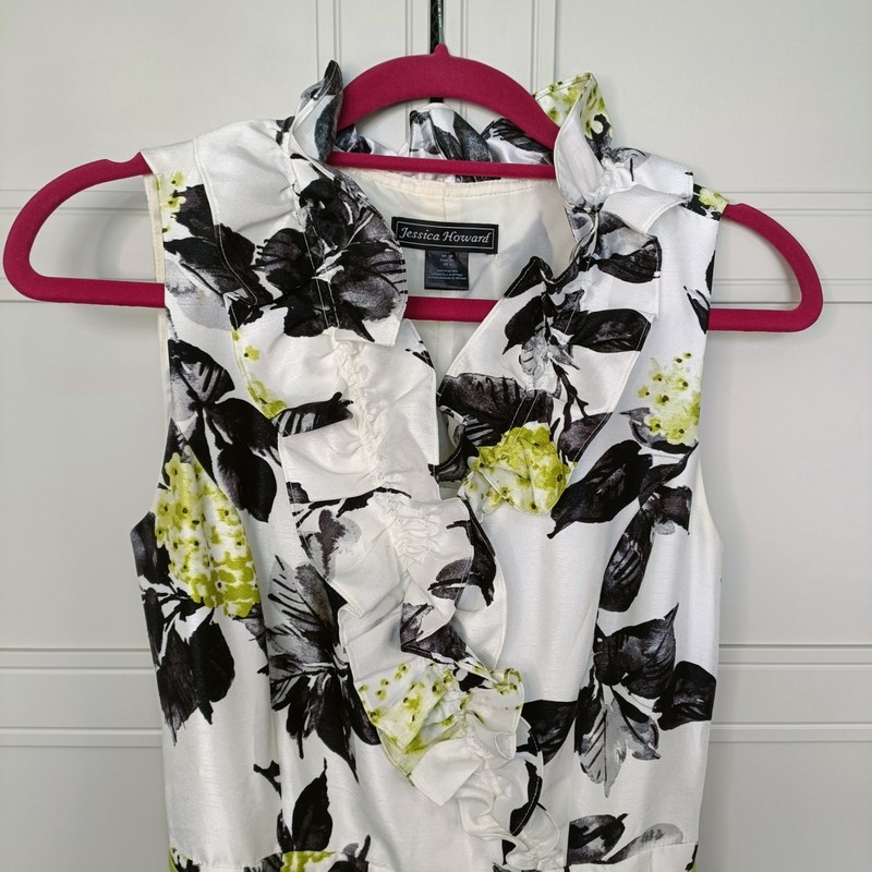 Vintage Jessica Howard Lime Green Ruffle Dress for Wedding, Party Size 12 gallery