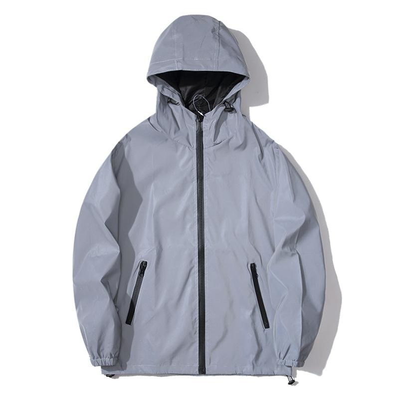 NEW SIZE Night Reflective Jackets Double Fabric Windbreaker Hooded Jacket Men