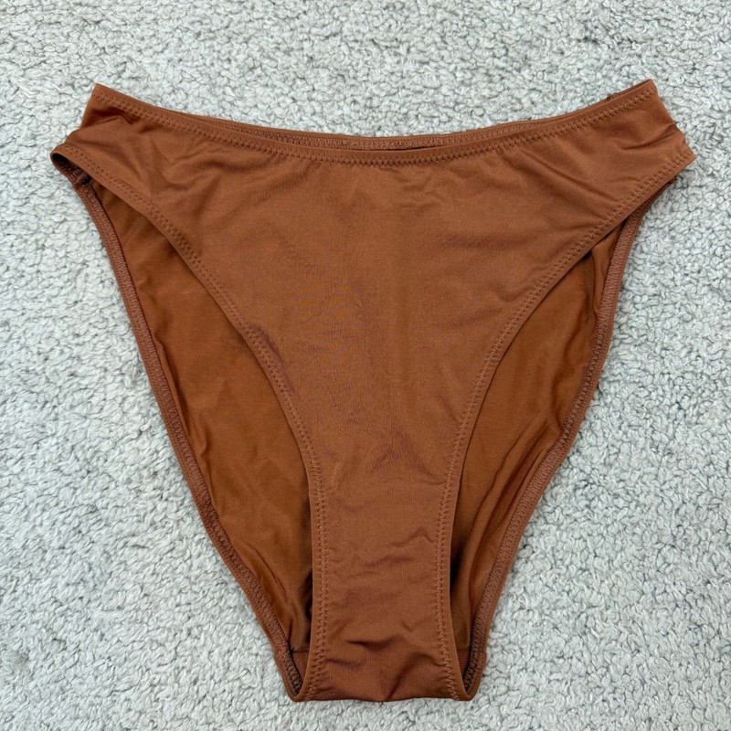 SKIMS Stretch Satin High Leg Bikini Brief Panties Size XXS Bronze