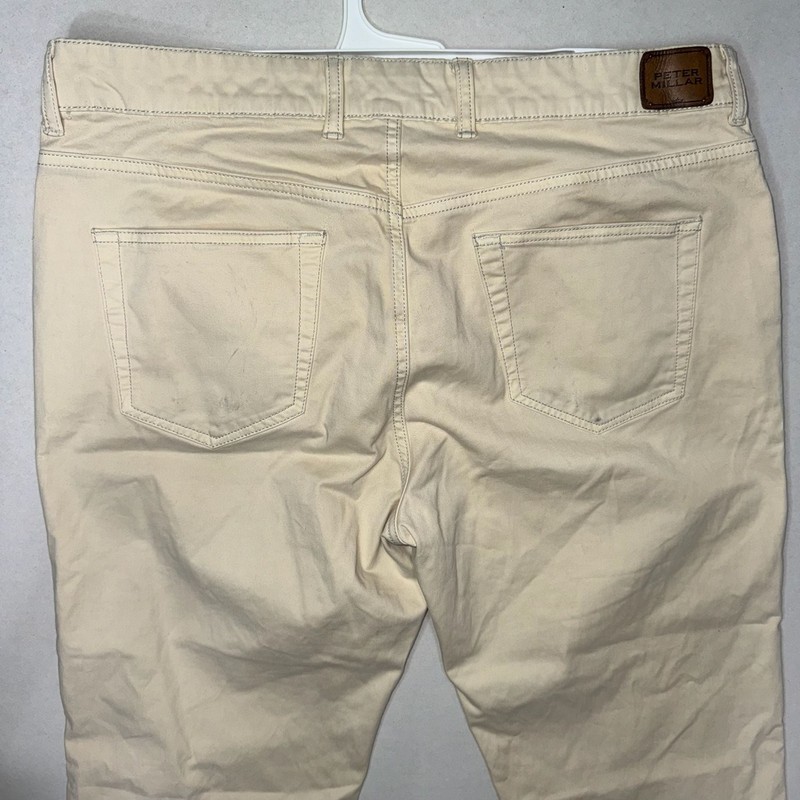 Peter Millar 5-Pocket Performance Cotton Sateen Pant in Khaki Size 35 gallery