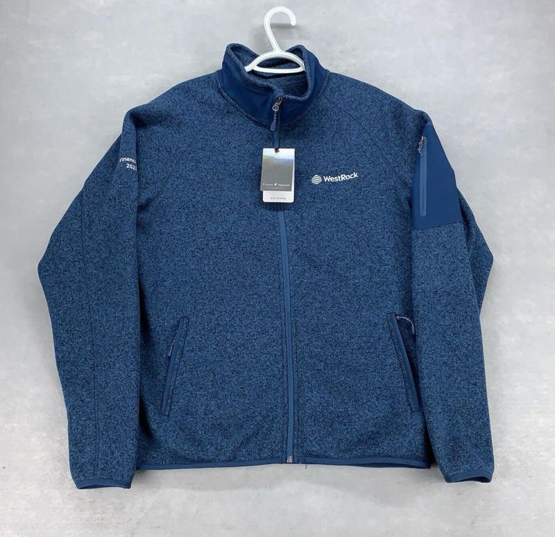 Fossa Apparel Villa Sweater Fleece Jacket Men’s Large Heather Navy Company Logo
