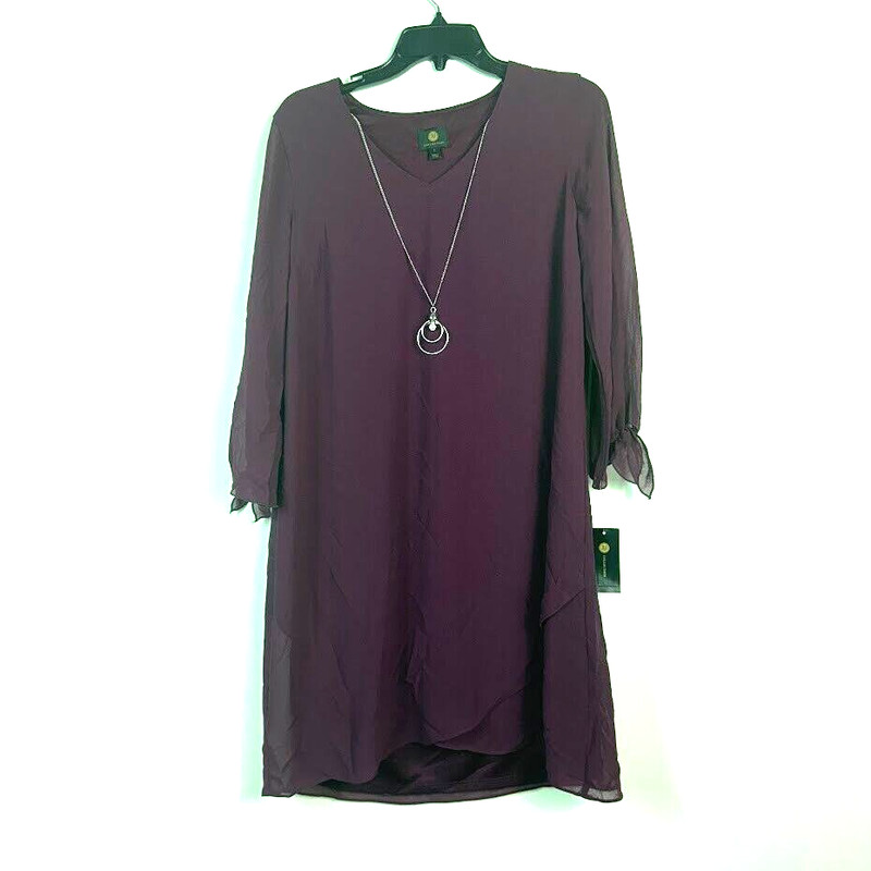 JM Collection Women M Berried Treasure V Neck Necklace Knee Length Dress NWTBU34