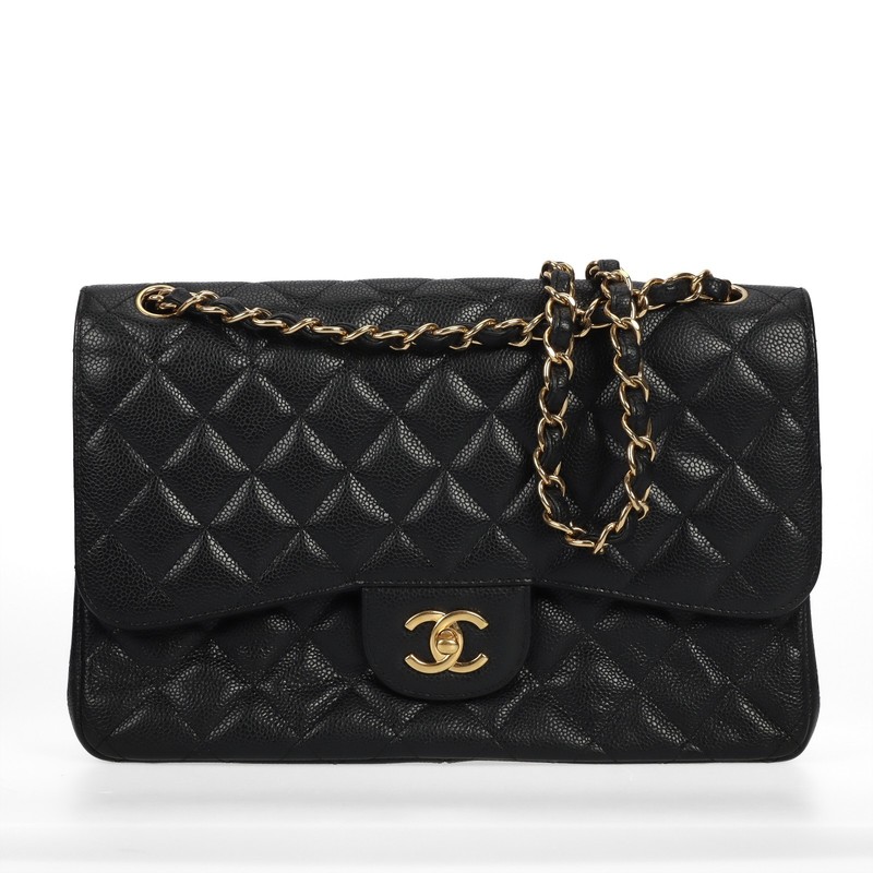 Pre-verified by eBay Chanel Classic Flap Black Caviar Calfskin Shoulder Bag