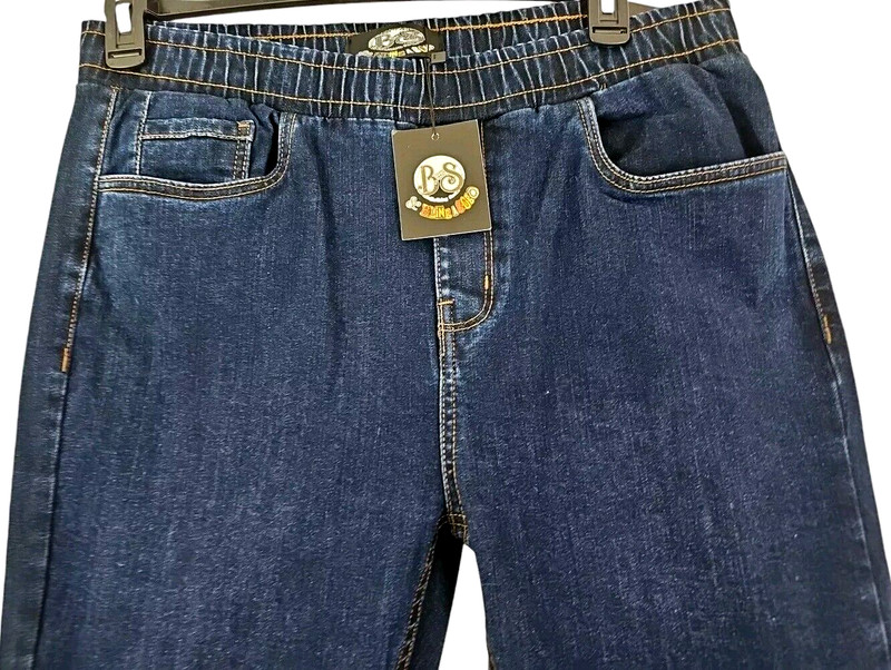 Bling A Gogo ~Youth Size XL~ Blue Denim Elastic Waist Jeans Raw Hem NWT. gallery