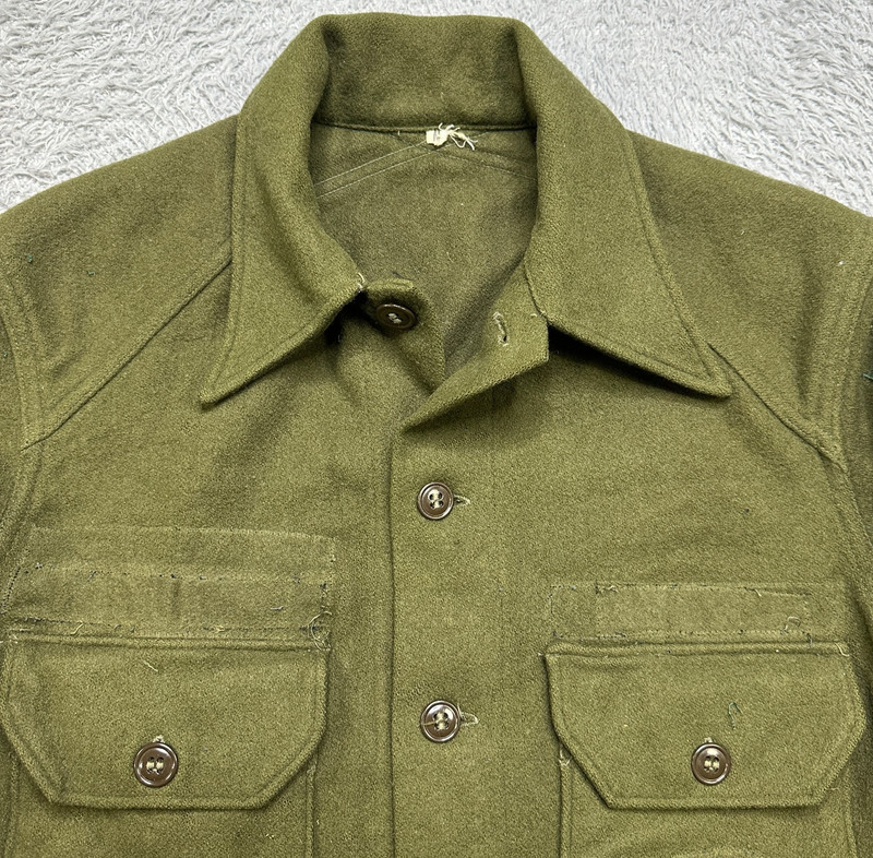 Vintage US Army Wool Field Shirt Jacket Mens Medium Olive Green OD Military gallery