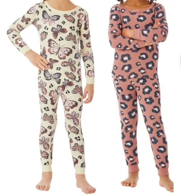 Girls organic cotton pajamas. ( 4 pc in total) 2 tops and 2 pants . new size 5