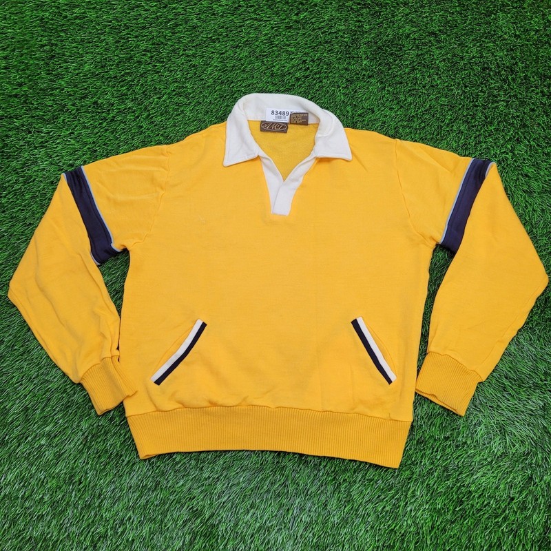 Vintage 90s MOD Collared Sweatshirt Medium 21×23 Crop Baggy