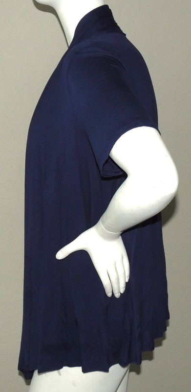 Moa USA Cascading Open Front Draped Stretch SS Cardigan Navy Plus 1XL 2XL 3XL gallery