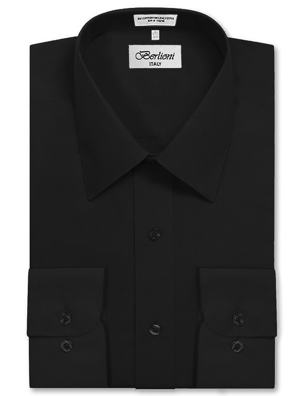 New Berlioni Italy Men Premium Classic French Convertible Cuff Solid Dress Shirt