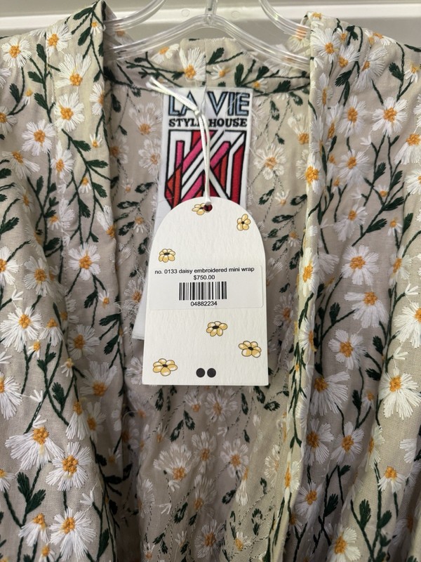 La Vie Style House New Linen Embroidered Wrap Jacket With Tags