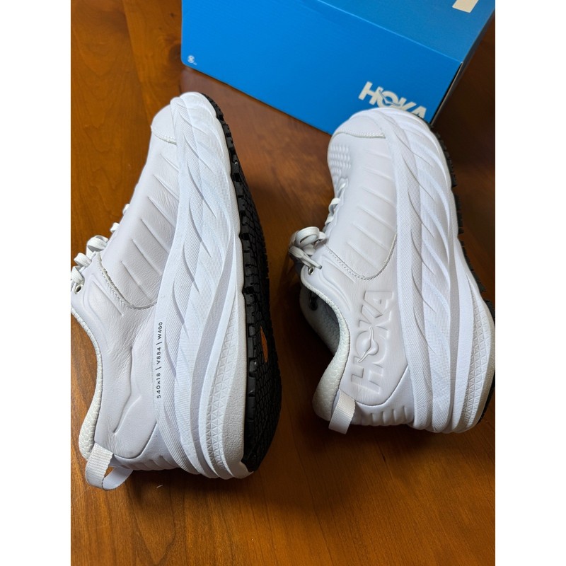 Hoka One One Bondi SR Mens White Leather Slip Resistant Walking Shoes Sneaker gallery