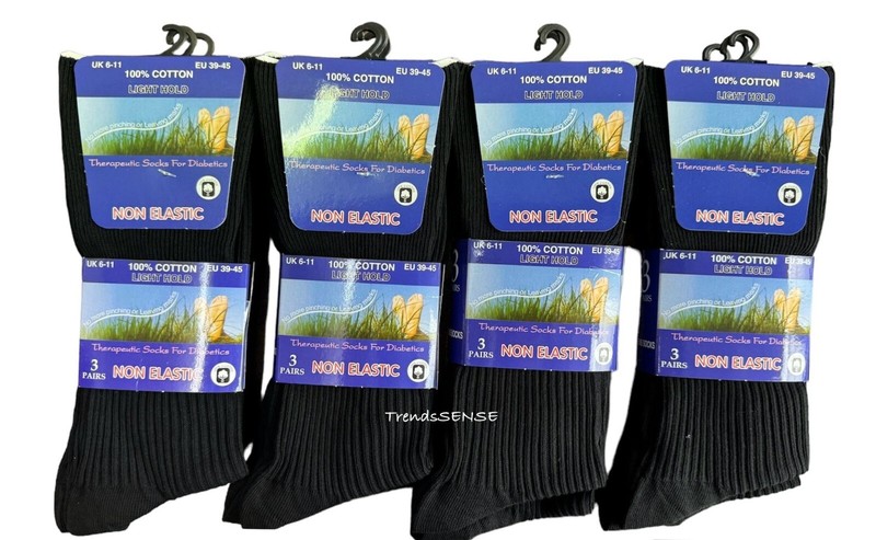 3/6/12 Mens 100% Cotton Non-Elastic Loose Top Diabetic Socks Therapeutic UK 6-11