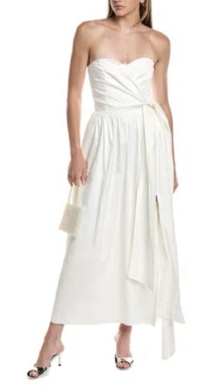 French Connection Womens Strapless Sweetheart Style Maxi Summer White Size 12