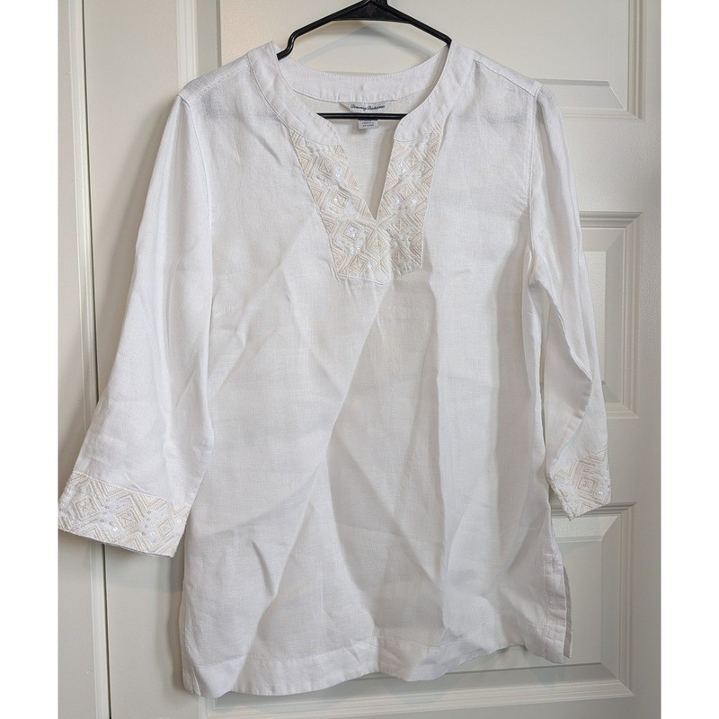 Tommy Bahama Embroidered Sequin Linen Tunic
