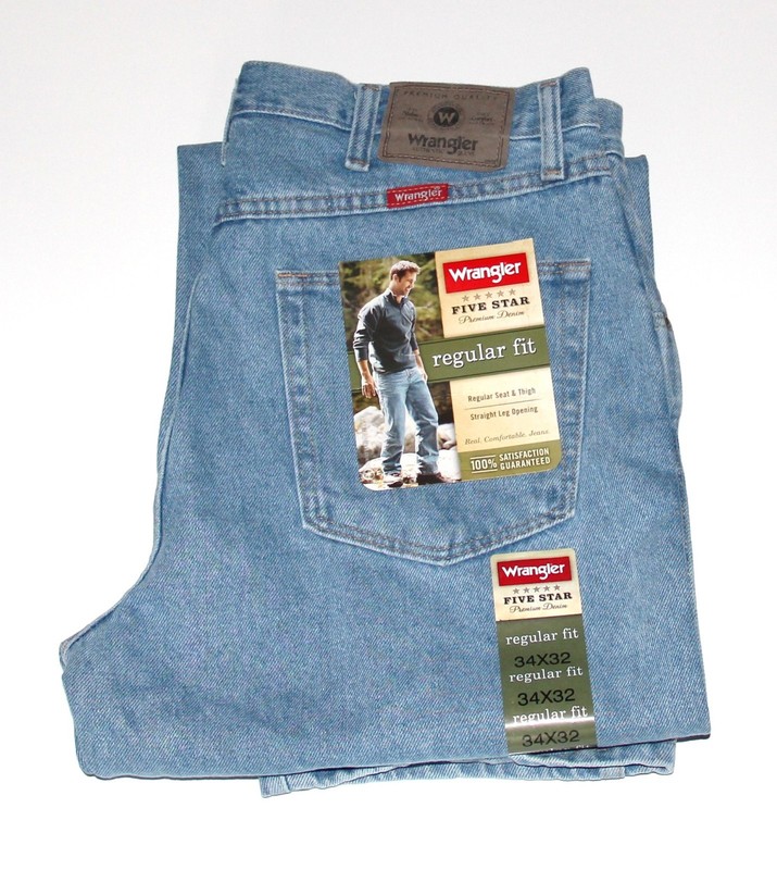 New Wrangler Five Star Regular Fit Jeans Men’s Sizes Five Colors 100% Cotton