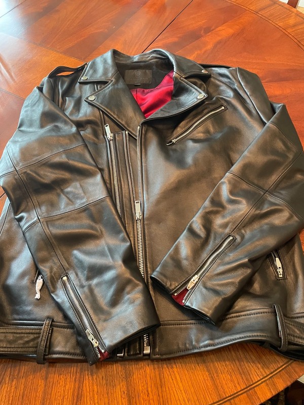 motorcycle jackets for men leather XL Cadogen tissue paper still on zippers