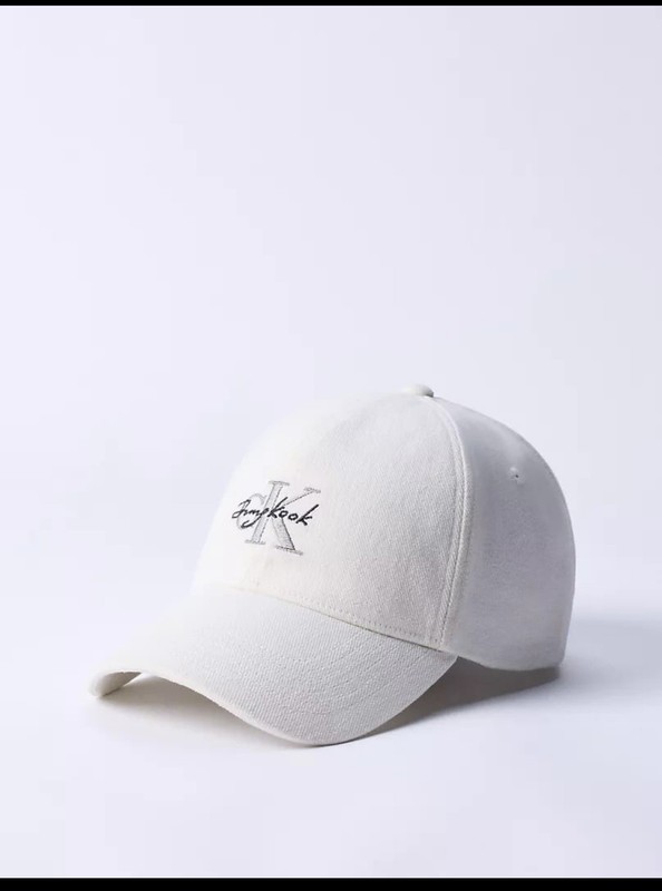 Calvin Klein Jung Kook Embroidered Logo White Adjustable Baseball Cap One Size