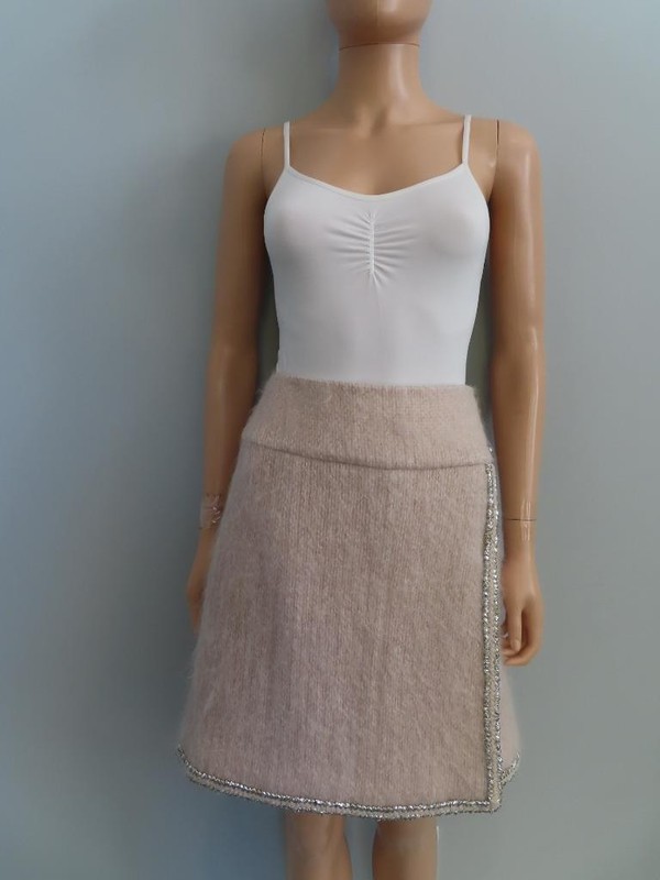 CHANEL 2017 Space Collection Pink Mohair Blend Metallic Trim Skirt F 36/US 4