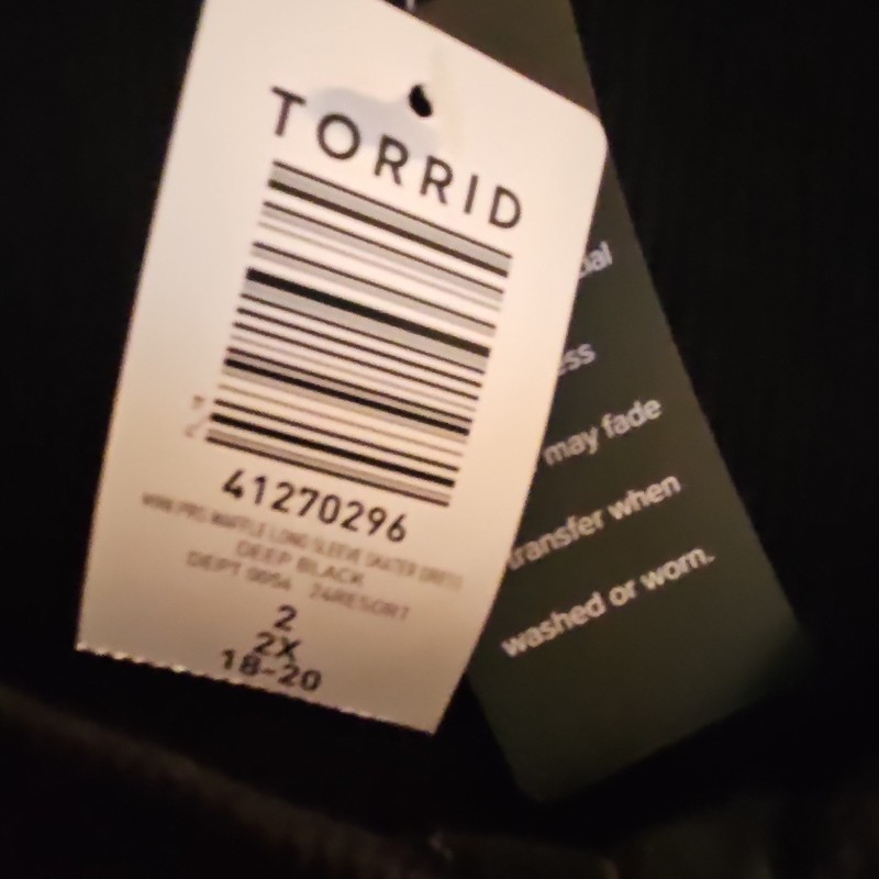 Torrid Black Solid Square Neck Long Sleeve A-Line Knit Dress Sz 2 MPN 41270296 gallery
