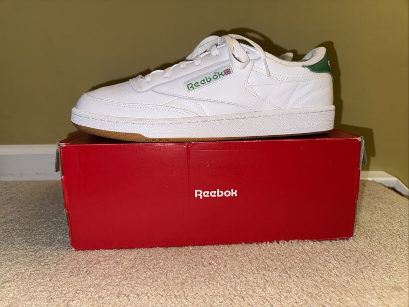 Reebok Club C 85 Vintage Unisex Shoes Men 12/Women 13.5 White Green Leather New gallery
