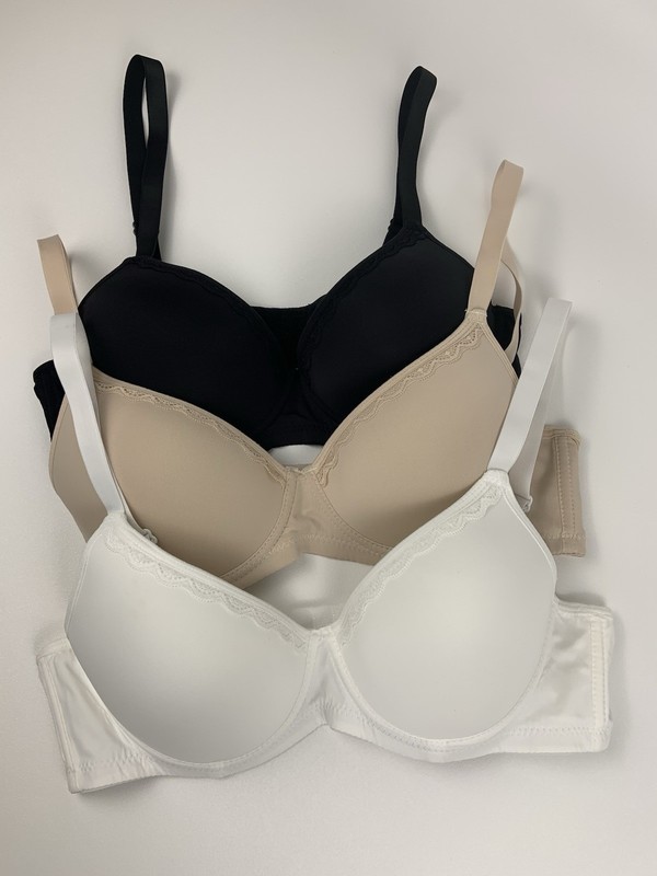Women Full Cup Lace Light Pad Everyday Bra Multicolor Set of 3