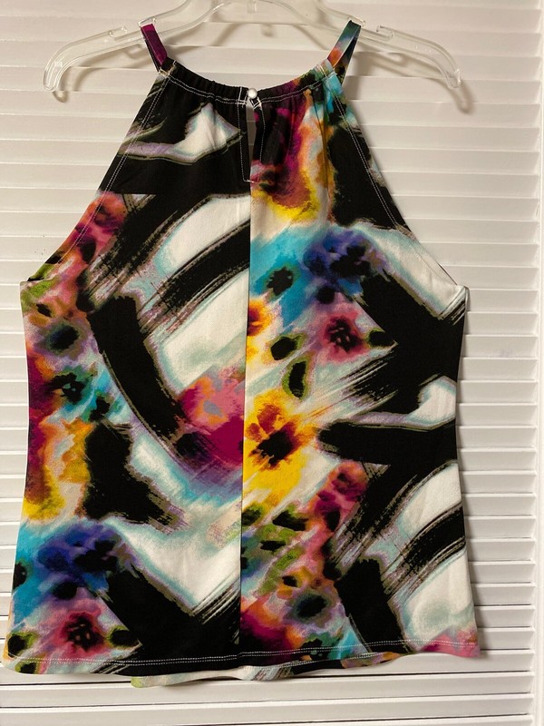 ESSENTIALS BY MILANO JUNIORS T-BACK MULTI COLOR KNIT BLOUSE SIZE L NWT gallery