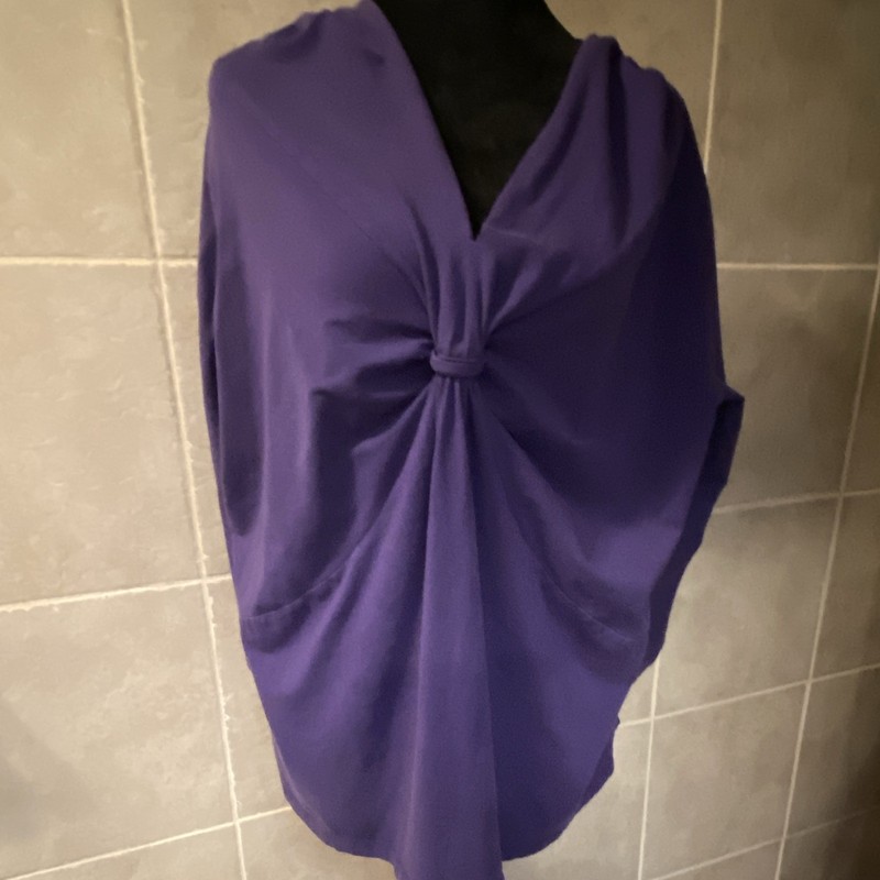 Jones New York Signature Woman Plus 2X Purple Solid V-Neck 3/4 Top