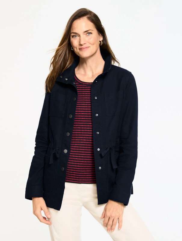 Twill Utility Jacket at Talbots, NWT $179, color INDIGO BLUE, have all size