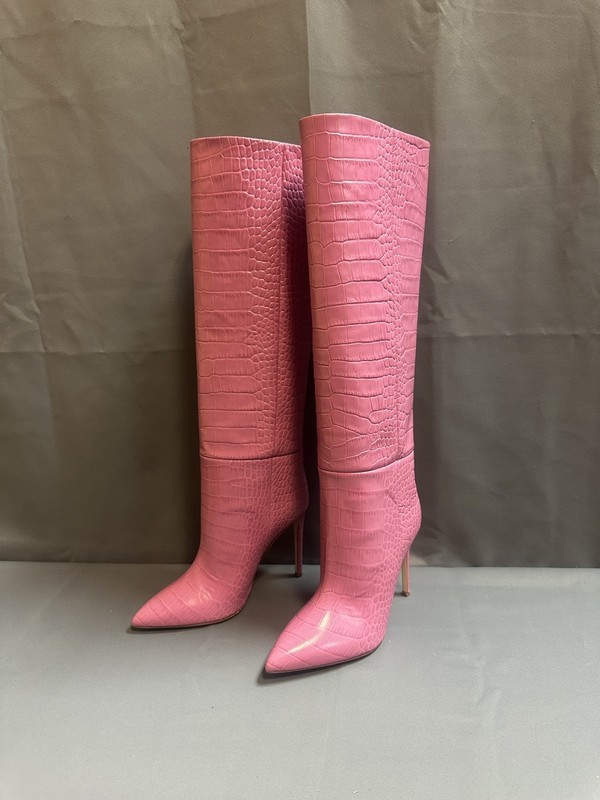 New Paris Texas Croc-Embossed Leather Knee-High Boots - Peony Pink - Women’s 8.5 gallery