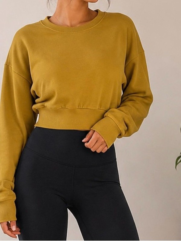 Xersion Mustard Cropped Sweatshirt Women’s Large NWOT