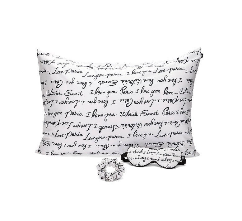 Victoria’s Secret 3-Piece Satin Sleep Accessory Set White/Black
