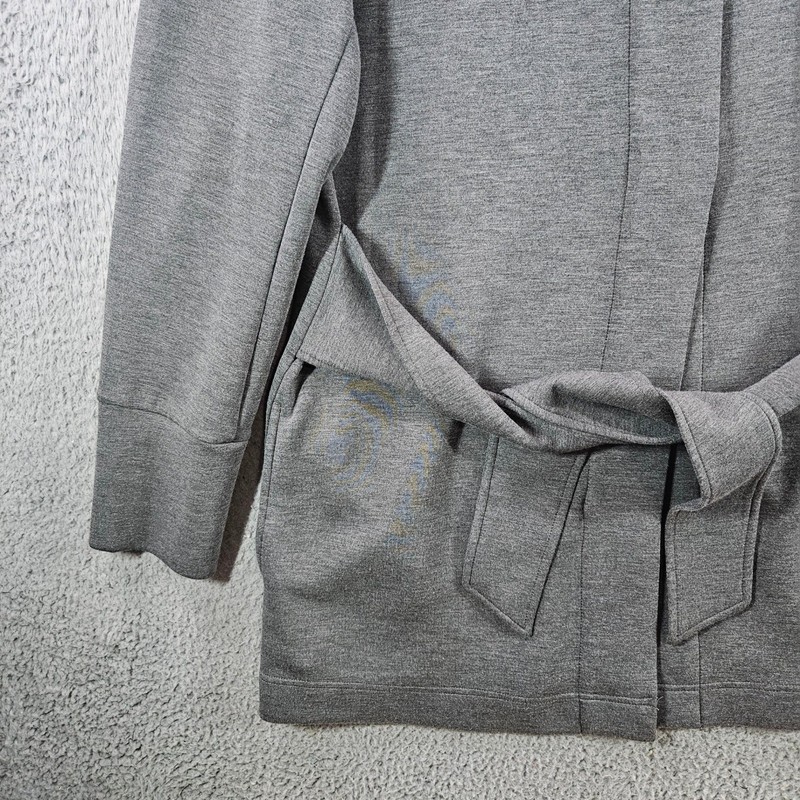 Varley Anset Jacket Grey Lightweight Doubleface Belted Snap Front Womens Large gallery